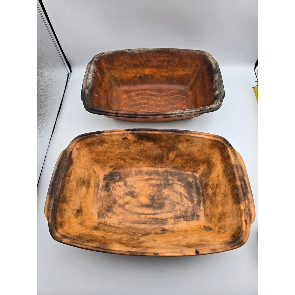 Oven Brique Terracotta Clay Baker Roaster Large Brown Good‎ Seasoned Fluted Lid